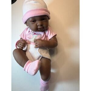 Berenguer 15" Realistic African American Baby Girl Doll - Pink Outfit (Preowned)